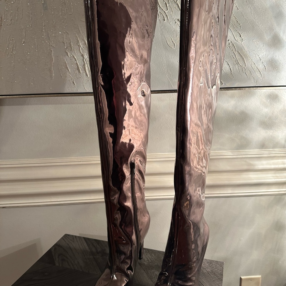 INC International Concepts Women's Over-the-Knee Metallic Brown Boots